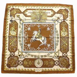 スカーフ カレ90 LVDOVICVS MAGNVS 白い白馬に跨ったルイ14世 ブラウン