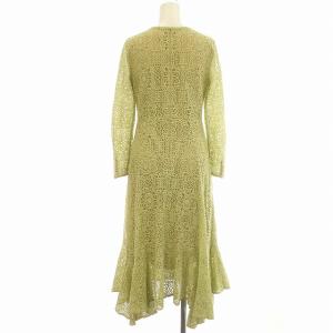 CELFORD ラッセルレース ワンピース 総レース 長袖 ロング 36 S 黄緑 ライトグリーン