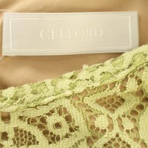 CELFORD ラッセルレース ワンピース 総レース 長袖 ロング 36 S 黄緑 ライトグリーン