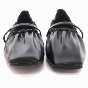 CELFORD 23AW シャーリングフラットシューズ パンプス フェイクレザー スクエアトゥ 38 24cm 黒 ブラック