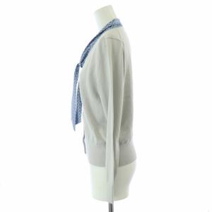OLD ENGLAND カーディガン ボウタイ 薄手 長袖 36 M グレー 水色