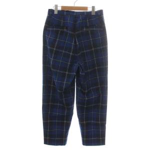 MONKEY TIME ネイビーチェックワイド1Pパンツ NAVY CHECK WIDE 1P PANTS テーパードパンツ ジップフライ タック