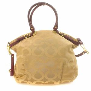 COACH マディソン ハンドバッグ ショルダーバッグ 2WAY 18649 ナイロン ベージュ ボルドー