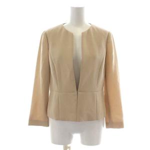 ANAYI スーツ セットアップ 上下 ノーカラージャケット タイトスカート ひざ丈 36 S ベージュ
