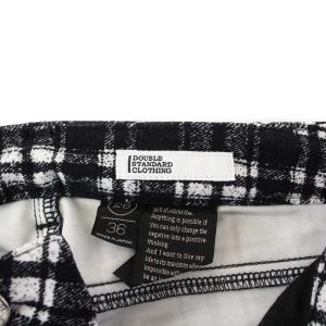 DOUBLE STANDARD CLOTHING スキニーパンツ ストレッチ チェック 36 S 黒 白 ブラック ホワイト /KH
