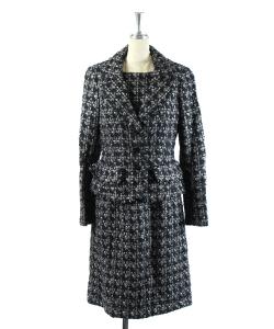 セットアップ スーツ フォーマル ジャケット テーラード ワンピース ノースリーブ 膝丈 ツイード 黒 2