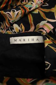 MARIHA ワンピース ロング コットン フレンチスリーブ 総柄 36 黒 ブラック マルチカラー