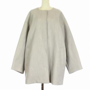 ノーカラーコート ロング 38 M グレー