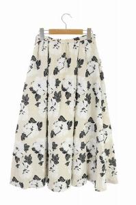 CELFORD 20SS 花柄ジャガードスカート ロング マキシ 36 白 ホワイト 黒 ブラック