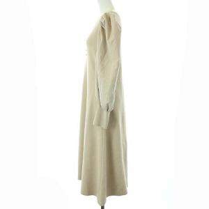 CELFORD 20AW セレSTORYコラボワンピース ロング Vネック 長袖 ニット切替 パワーショルダー 38 M ベージュ