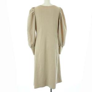 CELFORD 20AW セレSTORYコラボワンピース ロング Vネック 長袖 ニット切替 パワーショルダー 38 M ベージュ
