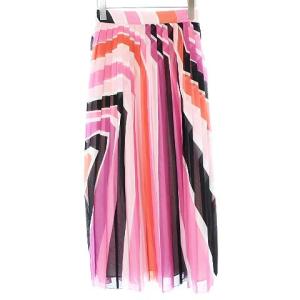 19SS ストライププリーツスカート ロング マキシ イージー 36 ピンク ブラック オレンジ