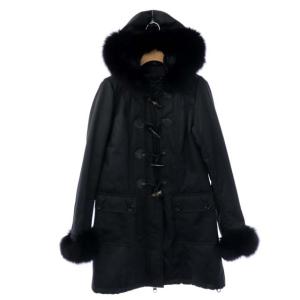 ダッフルコート 中綿コート アウター フォックスファー 36 黒 ブラック