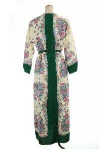 leur logette × anatelier ロングワンピース ミモレ 長袖 花柄 総柄 1 緑 グリーン