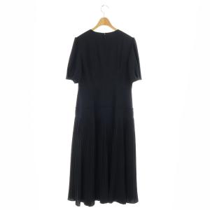 CELFORD 19AW ジョーゼットプリーツワンピース ロング 半袖 38 紺 ネイビー