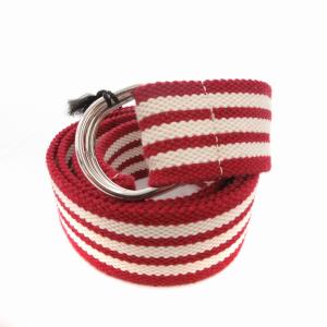 タグ付き ストライプDカンベルト ローラーバックル F 赤 レッド 白 ホワイト  /TN 0831 GY21