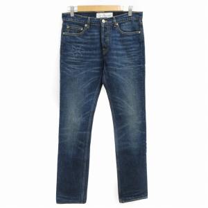 デニムパンツ ジーンズ ジーパン ボタンフライ ウォッシュ加工 28 L 紺 ネイビー