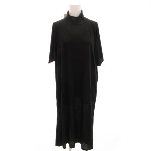 ワンピース ロング丈 5分袖 タートルネック XS 黒 ブラック /FF2 GY21 TZ