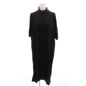 ワンピース ロング丈 5分袖 タートルネック XS 黒 ブラック