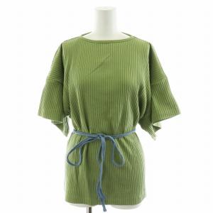 CLAIR TOP カットソー リブ 5分袖 XS 緑 グリーン 青 ブルー TOCR-RIB-AU21