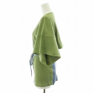 BASERANGE CLAIR TOP カットソー リブ 5分袖 XS 緑 グリーン 青 ブルー TOCR-RIB-AU21