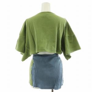 BASERANGE CLAIR TOP カットソー リブ 5分袖 XS 緑 グリーン 青 ブルー TOCR-RIB-AU21