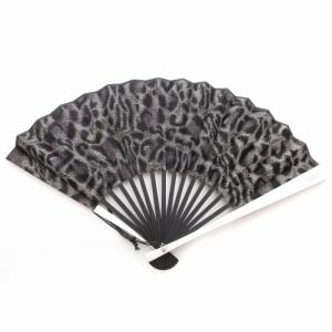 1 ×白竹堂 コラボ 扇子 アルミ骨セット レオパード柄 ヒョウ柄 黒 ブラック /BL8 0830 TZ