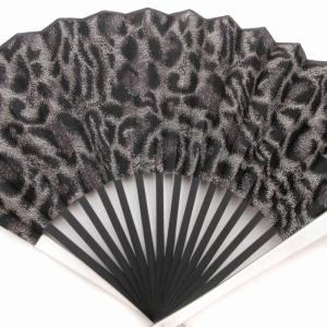 Roen 1 ×白竹堂 コラボ 扇子 アルミ骨セット レオパード柄 ヒョウ柄 黒 ブラック /BL8 0830 TZ