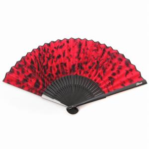 2 ×白竹堂 コラボ 扇子 スカルセット ヒョウ柄 レオパード柄 赤 レッド /BL5 0830 TZ