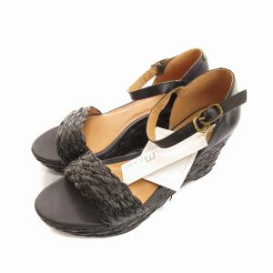 MIC project タグ付き ストラップサンダル ウエッジソール 75 24.5cm 02 黒 ブラック