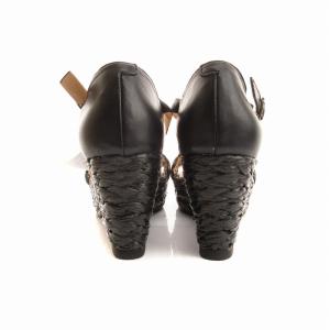 Senso unico MIC project タグ付き ストラップサンダル ウエッジソール 75 24.5cm 02 黒 ブラック