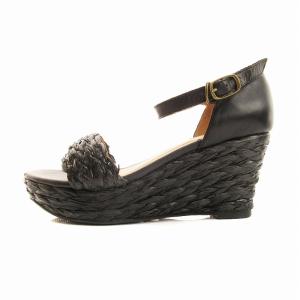 Senso unico MIC project ストラップサンダル ウエッジソール 60 23cm 02 黒 ブラック 04131209