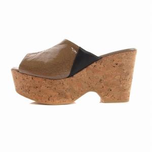 Senso unico fxa FERRIRA ミュール サンダル ウエッジソール エナメル 65 37 23cm 32 茶 ブラウン