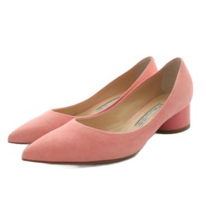 ANDREA35 パンプス ポインテッドトゥ チャンキーヒール スエード 35.5 ピンク /AN3