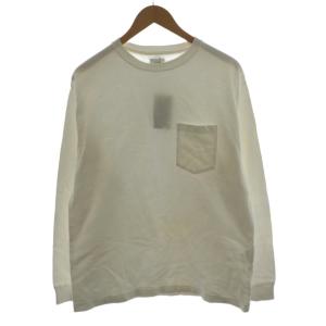 スビンコットン 度詰め吊り天竺ポケット付きロンT Tシャツ カットソー 長袖 5 白 ホワイト CSLM-105M