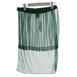 フレアスカート ひざ丈 シースルー シアー シルク 絹 38 緑 グリーン 14A67005 /AN36