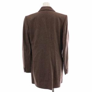 YVES SAINT LAURENT テーラードジャケット シングル ウール ストライプ ヴィンテージ 38 11 L 茶 ブラウン