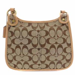 COACH ショルダーバッグ シグネチャー キャンバス レザー 切替 ベージュ F10567