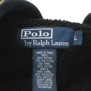 POLO RALPH LAUREN パーカー ジップアップ クロスカントリーワッペン コットン L 黒 ブラック