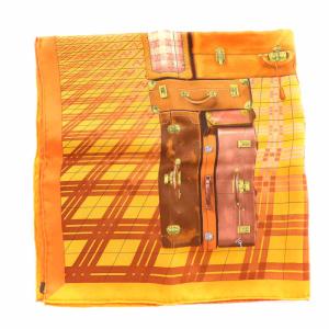 HERMES カレ70 H EN VOYAGE 旅するエルメス スカーフ シルク キャリーバッグ柄 オレンジ