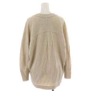 HERMES ETRIERS 鎧 ニット ウールシルク 切替 Vネック 長袖 XS ベージュ