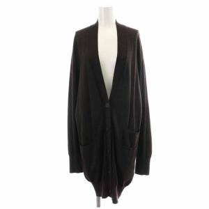 ニットカーディガン ロング カシミヤ シルク混 長袖 LA ブラウン