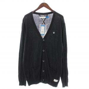 カーディガン ニット 長袖 Vネック ロング 薄手 O XL 黒 ブラック Ｗ40969