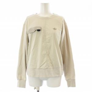 IM CREW カットソー プルオーバー 長袖 クルーネック バックジップ 切替 M ベージュ HJ7310