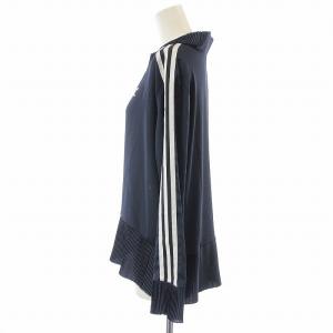 adidas Originals 3 STRIPES SWEATER カットソー プルオーバー 長袖 薄手 3ストライプ ライン プリーツ M 紺 ネイビー