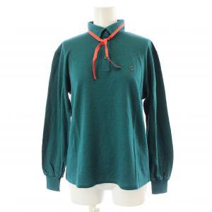 SPORT ポロシャツ カットソー 長袖 リボン 刺繍 ウール S 緑 グリーン