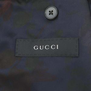GUCCI 298957 テーラードジャケット シングル 2B 裏地花柄 ベロア ロゴボタン 50R グリーン