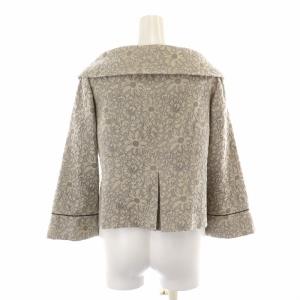 Lois CRAYON ジャケット ステンカラー ビッグカラー 刺繍 花柄 総柄 ウール混 M グレー