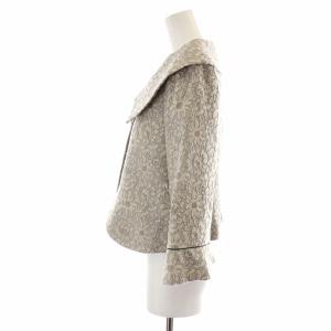 Lois CRAYON ジャケット ステンカラー ビッグカラー 刺繍 花柄 総柄 ウール混 M グレー