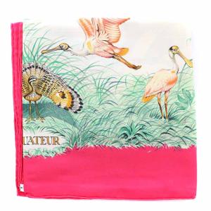 HERMES カレ90 EQUATEUR 赤道直下 スカーフ シルク アニマル柄 ピンク
